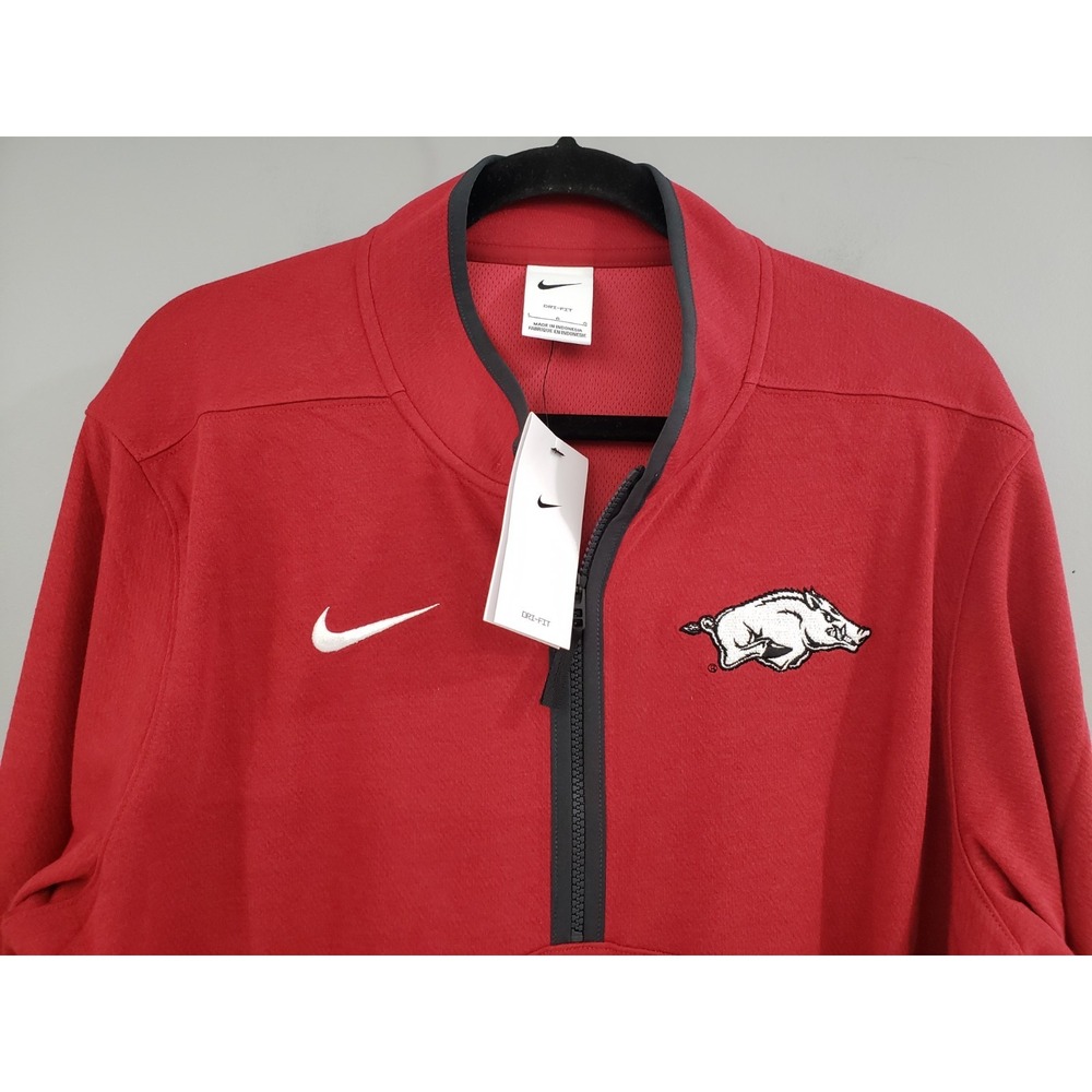 NEW MENS LARGE Nike ARKANSAS RAZORBACKS NCAA Quarter Zip Pullover SHIRT Football - Picture 2 of 5